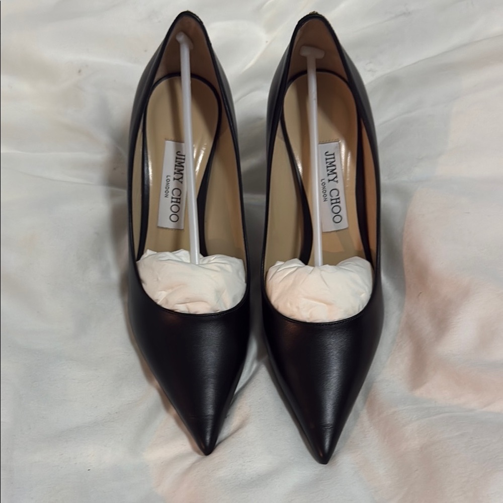 Jimmy Choo LOVE 85 _Black Heels Pointed Toe Classic